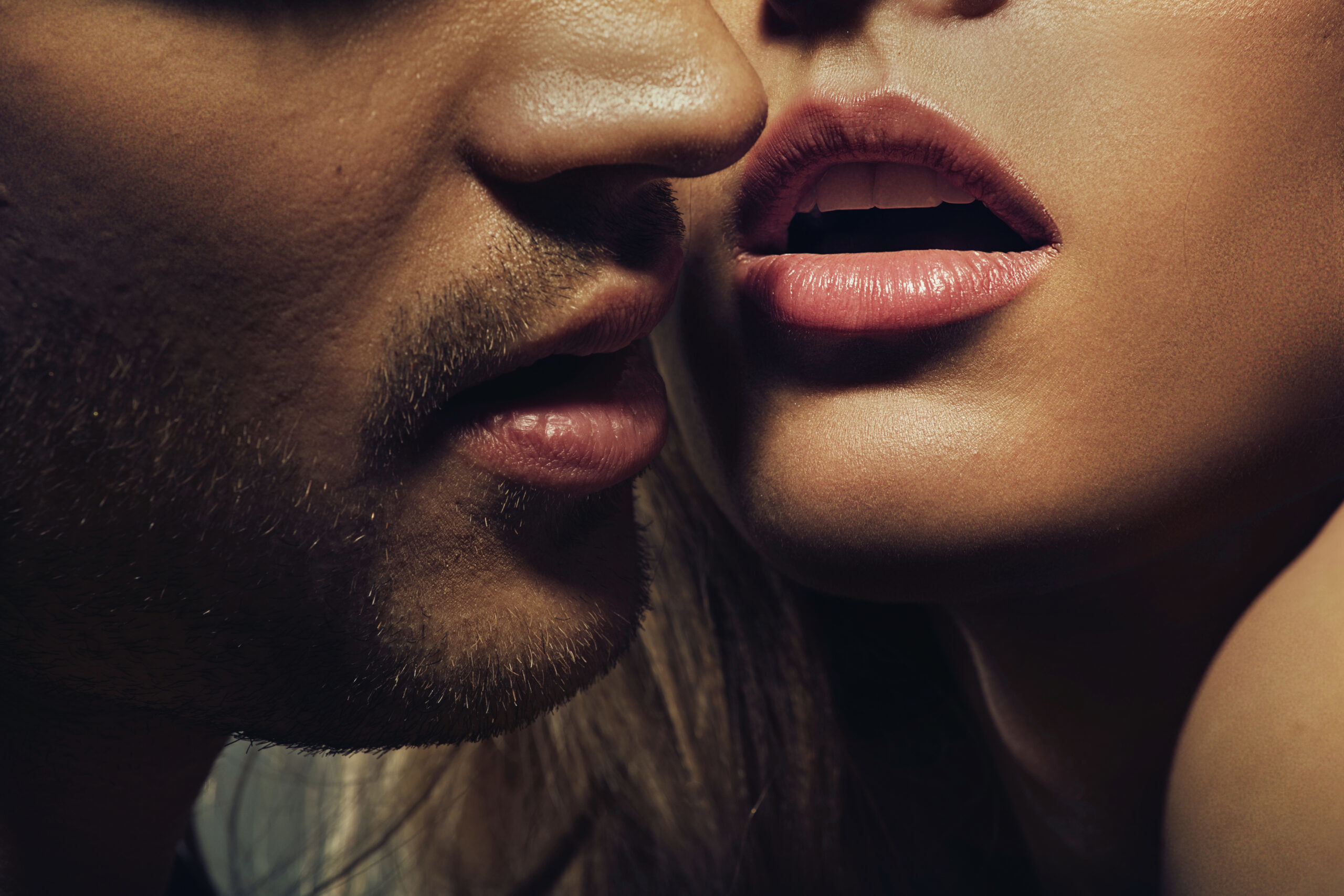 Beautiful portrait of young man lips